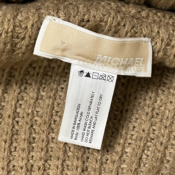 Michael Kors Shaker Poncho Cape Turtleneck Sweater - one size - gold brown tan - Picture 3 of 7